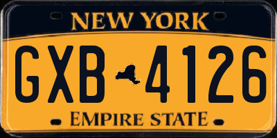 NY license plate GXB4126