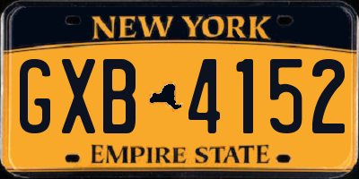 NY license plate GXB4152