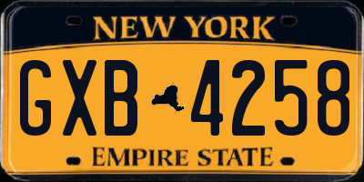 NY license plate GXB4258