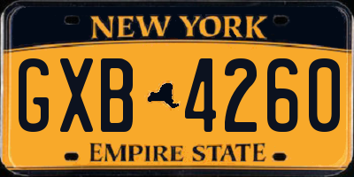 NY license plate GXB4260
