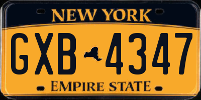 NY license plate GXB4347