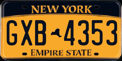 NY license plate GXB4353