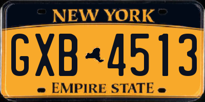 NY license plate GXB4513