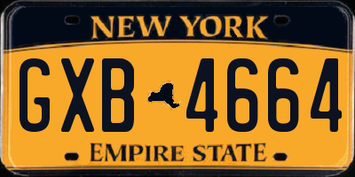 NY license plate GXB4664