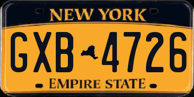 NY license plate GXB4726