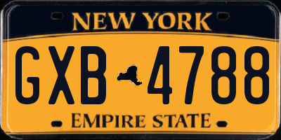 NY license plate GXB4788