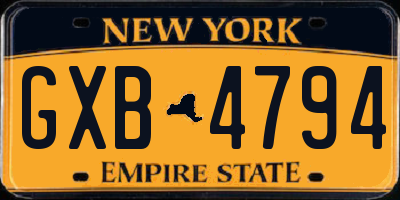 NY license plate GXB4794