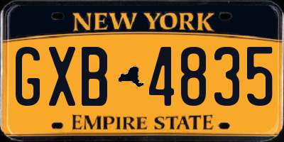 NY license plate GXB4835