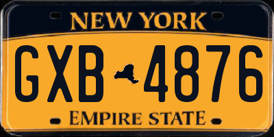 NY license plate GXB4876