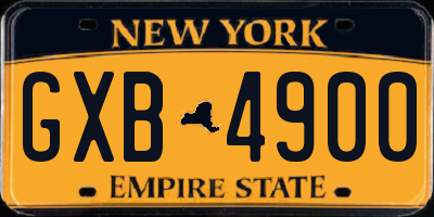 NY license plate GXB4900