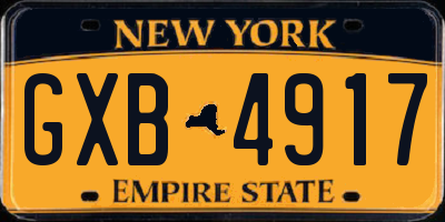 NY license plate GXB4917