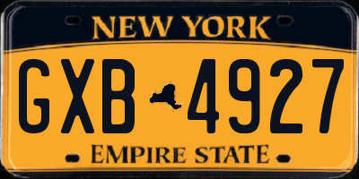 NY license plate GXB4927