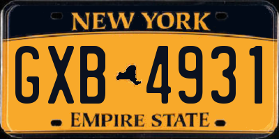 NY license plate GXB4931