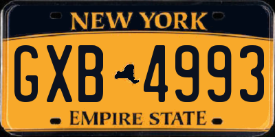 NY license plate GXB4993