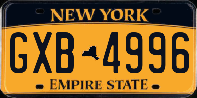 NY license plate GXB4996