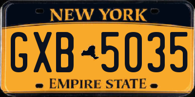NY license plate GXB5035