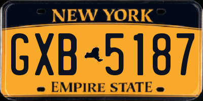 NY license plate GXB5187