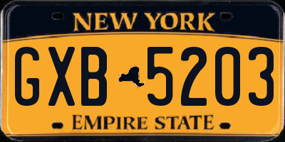 NY license plate GXB5203