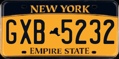 NY license plate GXB5232