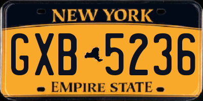NY license plate GXB5236