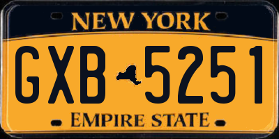 NY license plate GXB5251