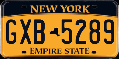 NY license plate GXB5289