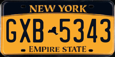 NY license plate GXB5343