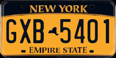 NY license plate GXB5401