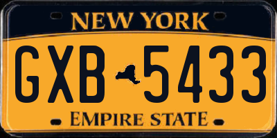 NY license plate GXB5433