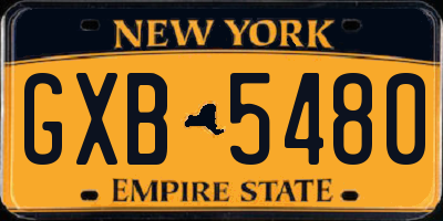 NY license plate GXB5480
