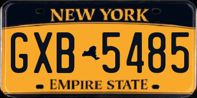 NY license plate GXB5485