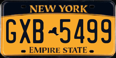 NY license plate GXB5499