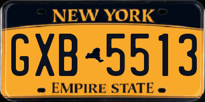 NY license plate GXB5513