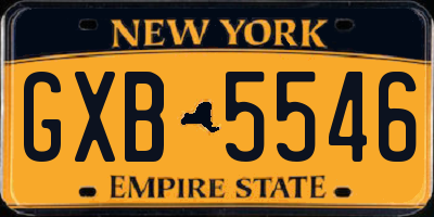 NY license plate GXB5546