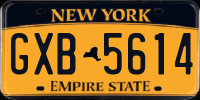 NY license plate GXB5614