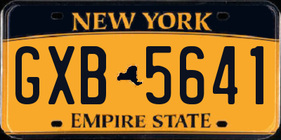 NY license plate GXB5641