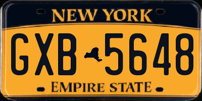 NY license plate GXB5648