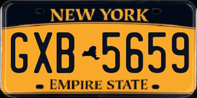 NY license plate GXB5659