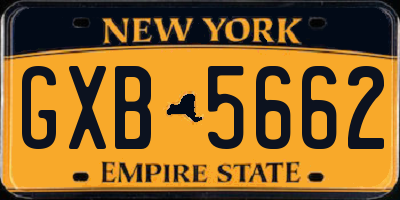 NY license plate GXB5662