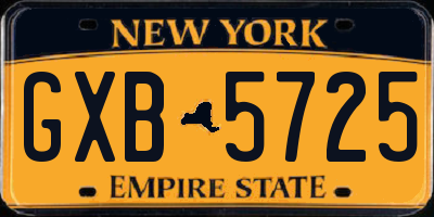 NY license plate GXB5725