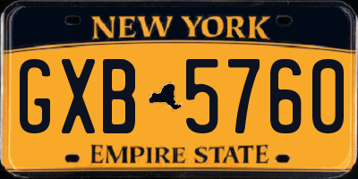 NY license plate GXB5760