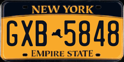 NY license plate GXB5848