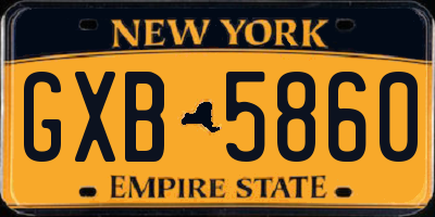 NY license plate GXB5860