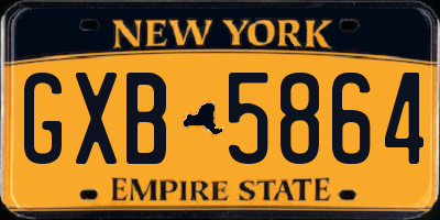 NY license plate GXB5864