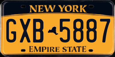 NY license plate GXB5887