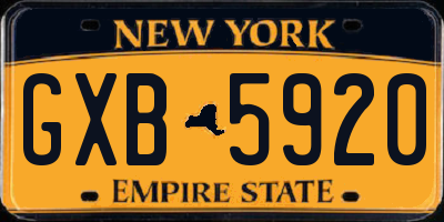 NY license plate GXB5920