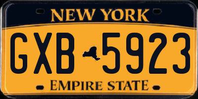 NY license plate GXB5923