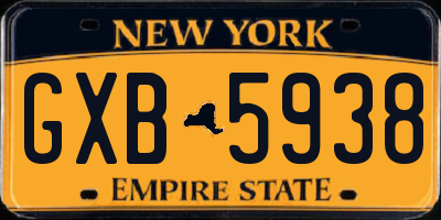 NY license plate GXB5938
