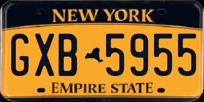 NY license plate GXB5955