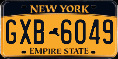 NY license plate GXB6049